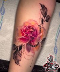 vintage rose tattoo pastell