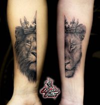 paar couple lion l&ouml;we tattoo