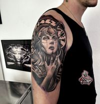 viking valkyrie portrait tattoo